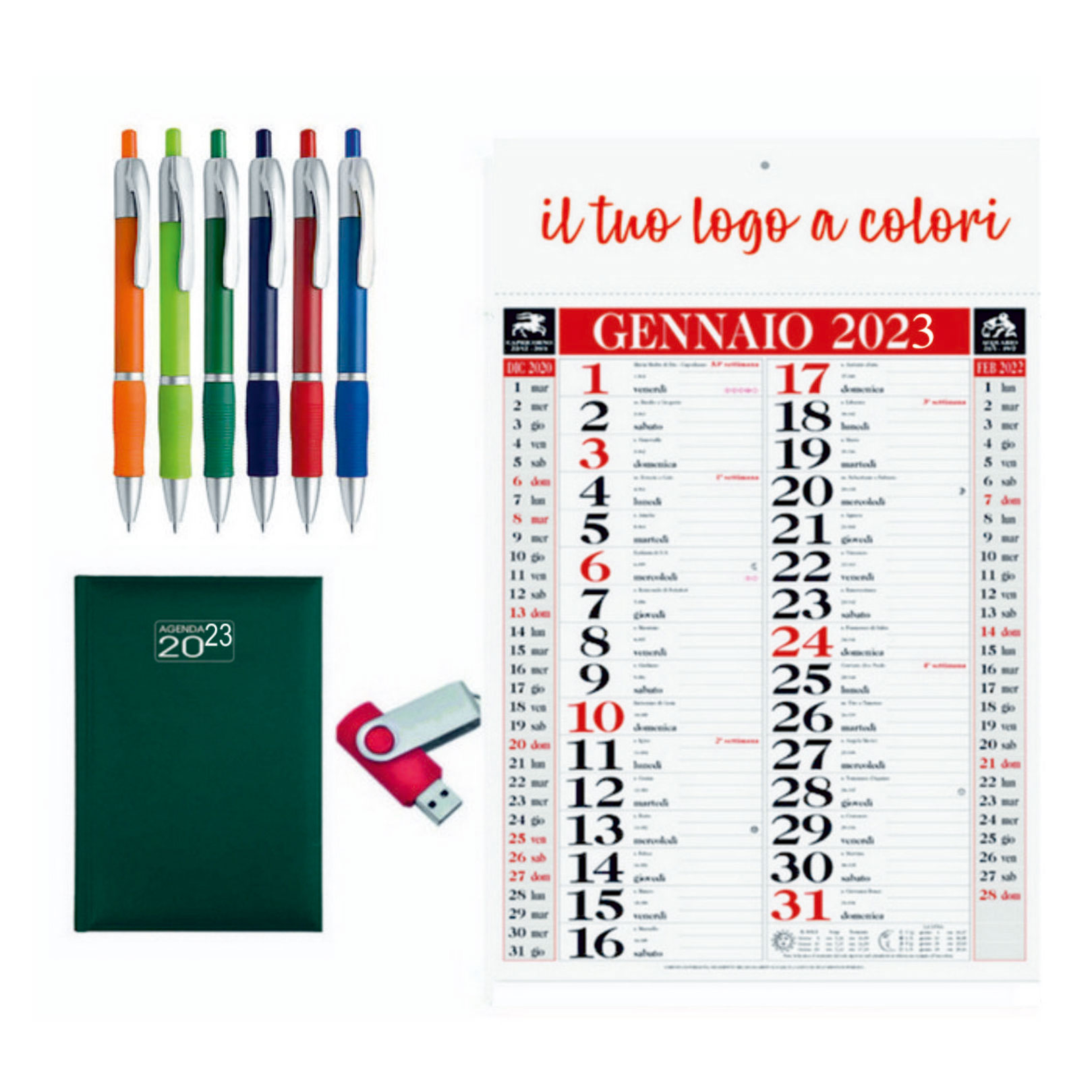 Penne, agende e calendari personalizzati con logo